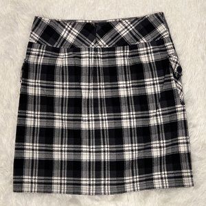 Ann Taylor Loft. Black and White Plaid Corduroy Skirt
